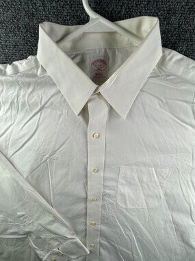 Brooks Brothers Cotton Long Sleeve Button Up Shirt 17.5 34/35 Regular Fit White